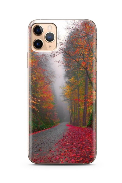 iPhone 11 Pro Sonbahar Tasarımlı Süper Şeffaf Silikon Telefon Kılıfı