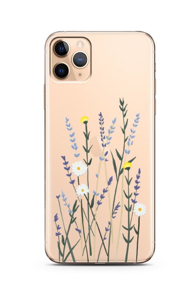 iPhone 11 Pro Uyumlu Soft Lavenders Tasarımlı Süper Şeffaf Silikon Telefon Kılıfı