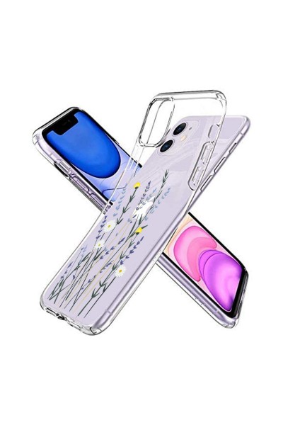 Iphone 11 Uyumlu Soft Lavenders Tasarımlı Süper Şeffaf Silikon Telefon Kılıfı