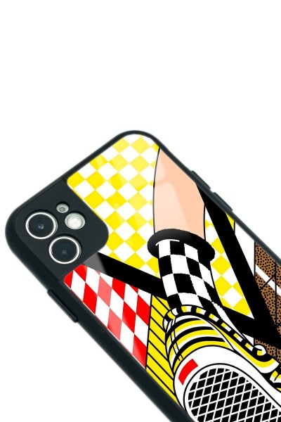 iPhone 11 Yellow Plaid Tasarımlı Glossy Telefon Kılıfı