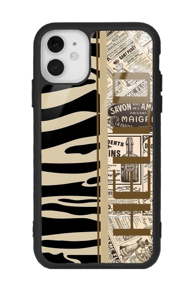 iPhone 11 Zebra Gazete Tasarımlı Glossy Telefon Kılıfı