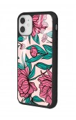 iPhone 12 - 12 Pro Fuşya Çiçekli Tasarımlı Glossy Telefon Kılıfı