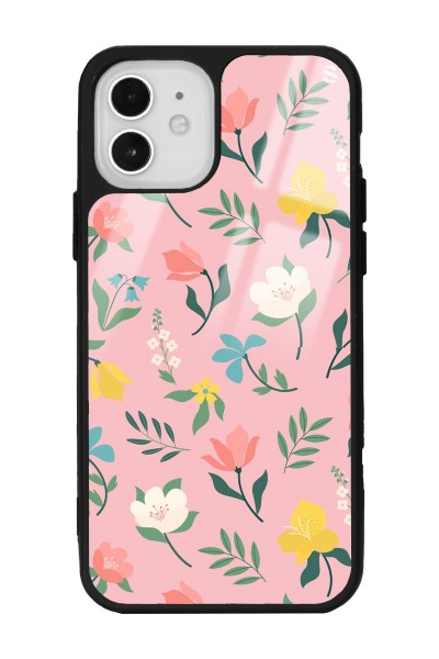 iPhone 12 - 12 Pro Pinky Flowers Tasarımlı Glossy Telefon Kılıfı
