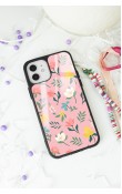 iPhone 12 - 12 Pro Pinky Flowers Tasarımlı Glossy Telefon Kılıfı