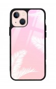iPhone 13 Beyaz Palmiye Tasarımlı Glossy Telefon Kılıfı