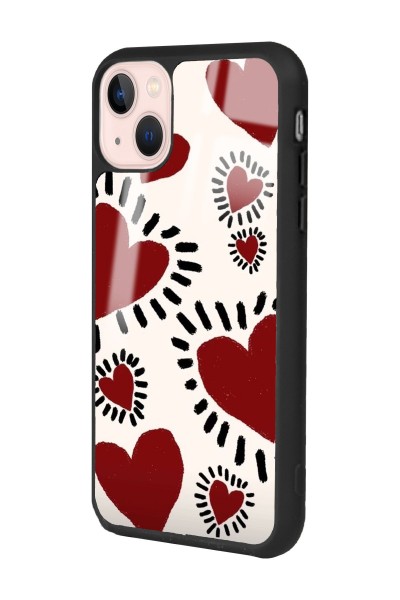iPhone 13 Brush Heart Tasarımlı Glossy Telefon Kılıfı