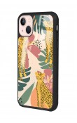 iPhone 13 Çiçekli Leopar Tasarımlı Glossy Telefon Kılıfı