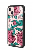 iPhone 13 Fuşya Çiçekli Tasarımlı Glossy Telefon Kılıfı