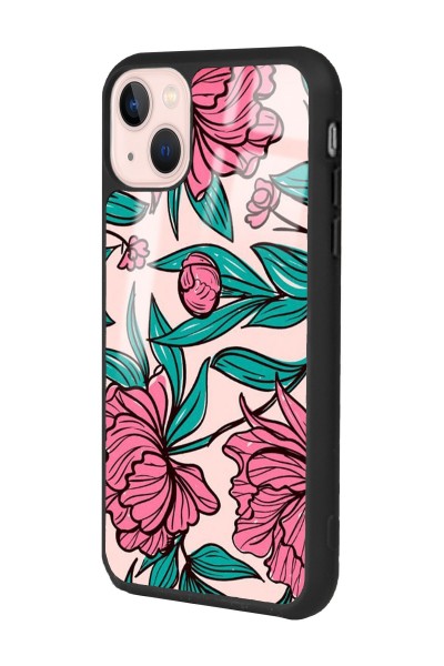 iPhone 13 Fuşya Çiçekli Tasarımlı Glossy Telefon Kılıfı