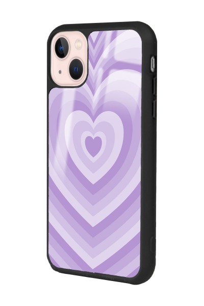 iPhone 13 Lila Kalp Tasarımlı Glossy Telefon Kılıfı