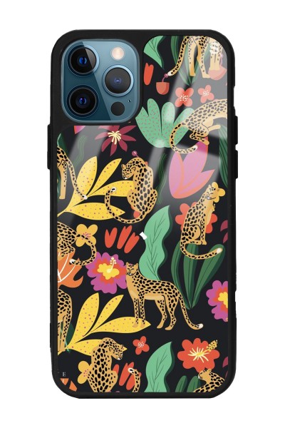 iPhone 13 Pro Çiçekli Kediler Tasarımlı Glossy Telefon Kılıfı