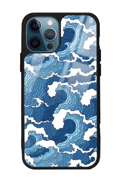 iPhone 13 Pro Mavi Dalga Tasarımlı Glossy Telefon Kılıfı