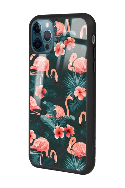 iPhone 13 Pro Max Flamingo Leaf Tasarımlı Glossy Telefon Kılıfı
