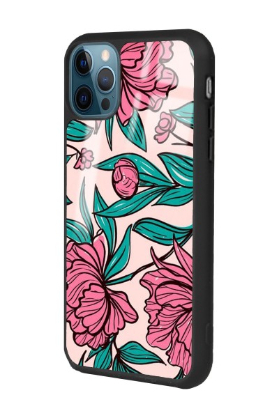iPhone 13 Pro Max Fuşya Çiçekli Tasarımlı Glossy Telefon Kılıfı