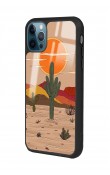 iPhone 13 Pro Max Retro Kaktüs Güneş Tasarımlı Glossy Telefon Kılıfı