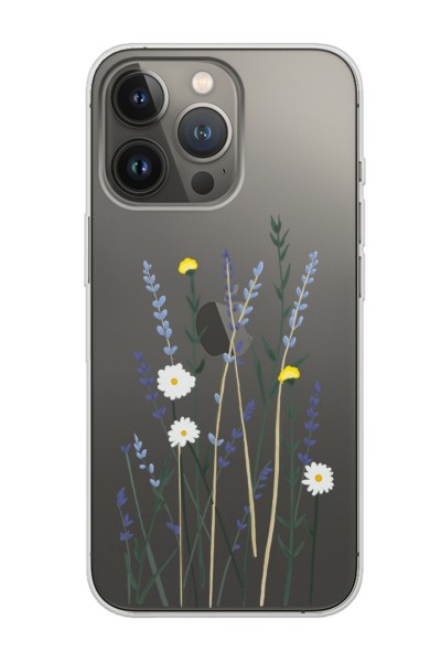 iPhone 13 Pro Max Softy Lavenders Tasarımlı Şeffaf Telefon Kılıfı Uyumlu