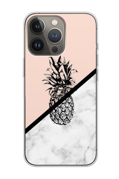 iPhone 13 Pro Max Uyumlu Ananas Tasarımlı Şeffaf Telefon Kılıfı