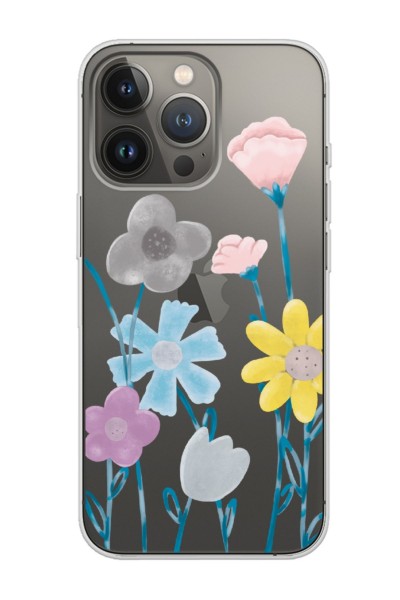 Iphone 13 Pro Max Uyumlu Color Brush Tasarımlı Şeffaf Telefon Kılıfı