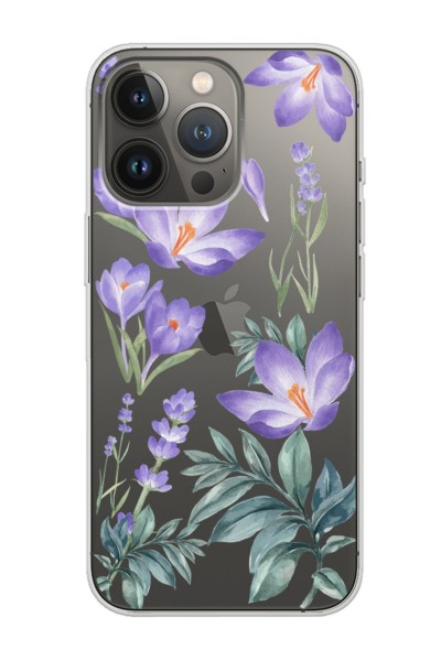 iPhone 13 Pro Max Uyumlu Kış Çiçeği Tasarımlı Şeffaf Telefon Kılıfı