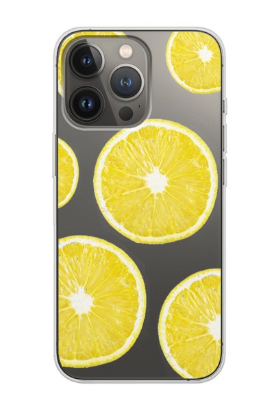 iPhone 13 Pro Max Uyumlu Limon Tasarımlı Şeffaf Telefon Kılıfı