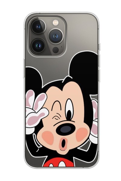 iPhone 13 Pro Max Uyumlu Mickey Tasarımlı Şeffaf Telefon Kılıfı
