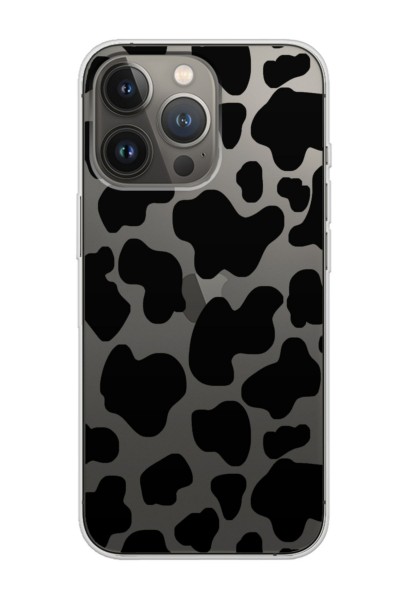 iPhone 13 Pro Max Uyumlu Milky Inek Tasarımlı Şeffaf Telefon Kılıfı