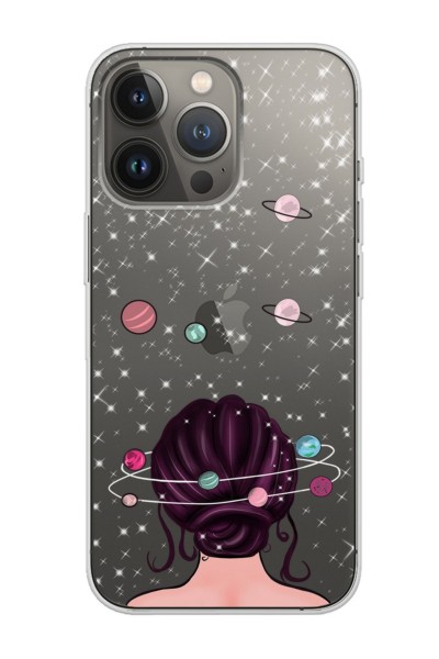 Iphone 13 Pro Max Uyumlu Space Girl Tasarımlı Şeffaf Telefon Kılıfı