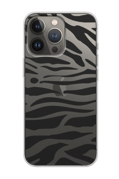 iPhone 13 Pro Max Uyumlu Zebra Tasarımlı Şeffaf Telefon Kılıfı