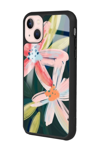 iPhone 13 Suluboya Çiçek Tasarımlı Glossy Telefon Kılıfı