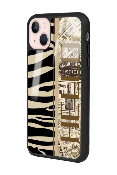 iPhone 13 Zebra Gazete Tasarımlı Glossy Telefon Kılıfı