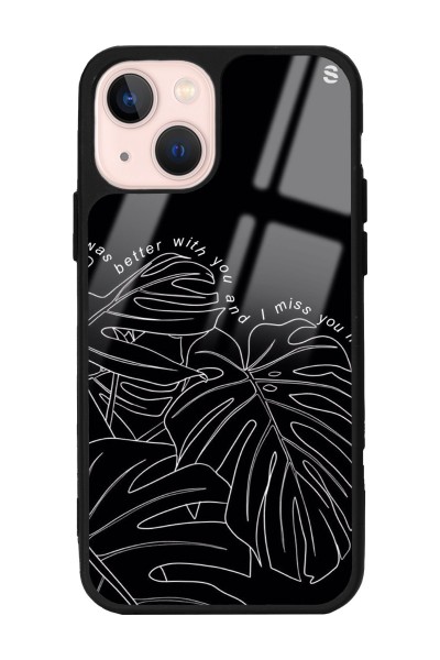 iPhone 14 Dark Leaf Tasarımlı Glossy Telefon Kılıfı