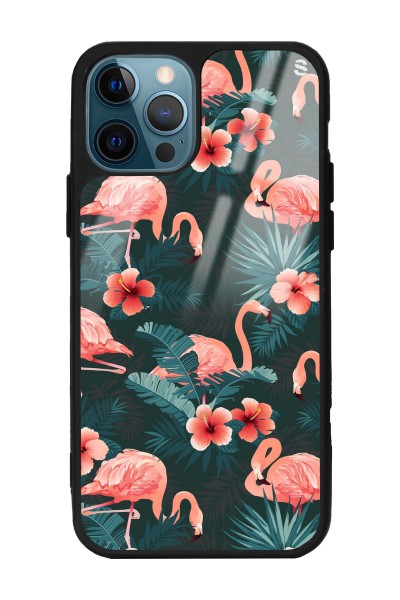 iPhone 14 Pro Flamingo Leaf Tasarımlı Glossy Telefon Kılıfı