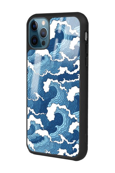 iPhone 14 Pro Mavi Dalga Tasarımlı Glossy Telefon Kılıfı