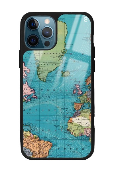 iPhone 14 Pro Max Atlantic Map Tasarımlı Glossy Telefon Kılıfı