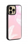 iPhone 14 Pro Max Beyaz Palmiye Tasarımlı Glossy Telefon Kılıfı