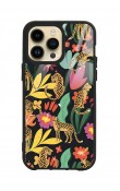 iPhone 14 Pro Max Çiçekli Kediler Tasarımlı Glossy Telefon Kılıfı