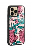 iPhone 14 Pro Max Fuşya Çiçekli Tasarımlı Glossy Telefon Kılıfı