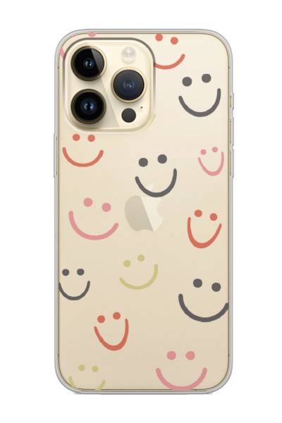 iPhone 14 Pro Max Gülümse Tasarımlı Şeffaf Silikon Telefon Kılıfı