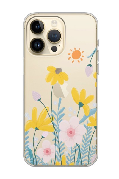 iPhone 14 Pro Max Summer Tasarımlı Şeffaf Silikon Telefon Kılıfı