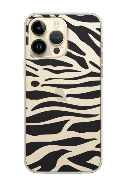 iPhone 14 Pro Max Zebra Tasarımlı Şeffaf Silikon Telefon Kılıfı