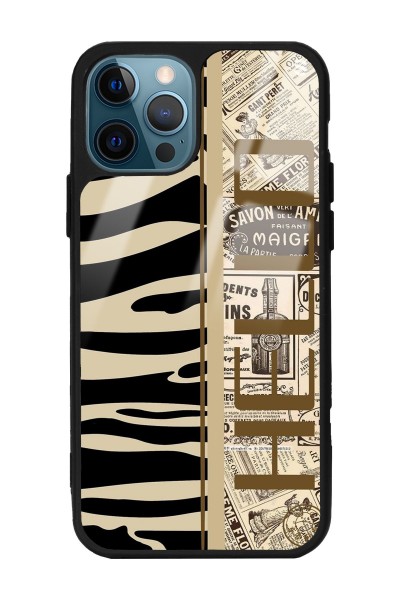 iPhone 14 Pro Zebra Gazete Tasarımlı Glossy Telefon Kılıfı