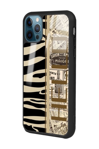 iPhone 14 Pro Zebra Gazete Tasarımlı Glossy Telefon Kılıfı