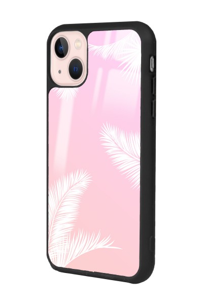 iPhone 15 Beyaz Palmiye Tasarımlı Glossy Telefon Kılıfı