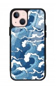iPhone 15 Mavi Dalga Tasarımlı Glossy Telefon Kılıfı