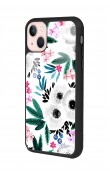 iPhone 15 Plus Beyaz Çiçek Tasarımlı Glossy Telefon Kılıfı
