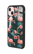 iPhone 15 Plus Flamingo Leaf Tasarımlı Glossy Telefon Kılıfı