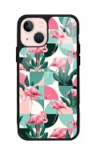 iPhone 15 Plus Retro Flamingo Duvar kağıdı Tasarımlı Glossy Telefon Kılıfı