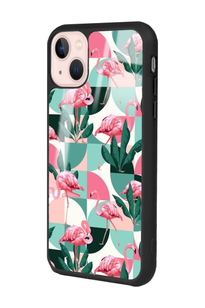 iPhone 15 Plus Retro Flamingo Duvar kağıdı Tasarımlı Glossy Telefon Kılıfı