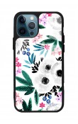iPhone 15 Pro Beyaz Çiçek Tasarımlı Glossy Telefon Kılıfı