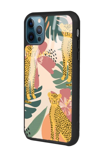 iPhone 15 Pro Çiçekli Leopar Tasarımlı Glossy Telefon Kılıfı
